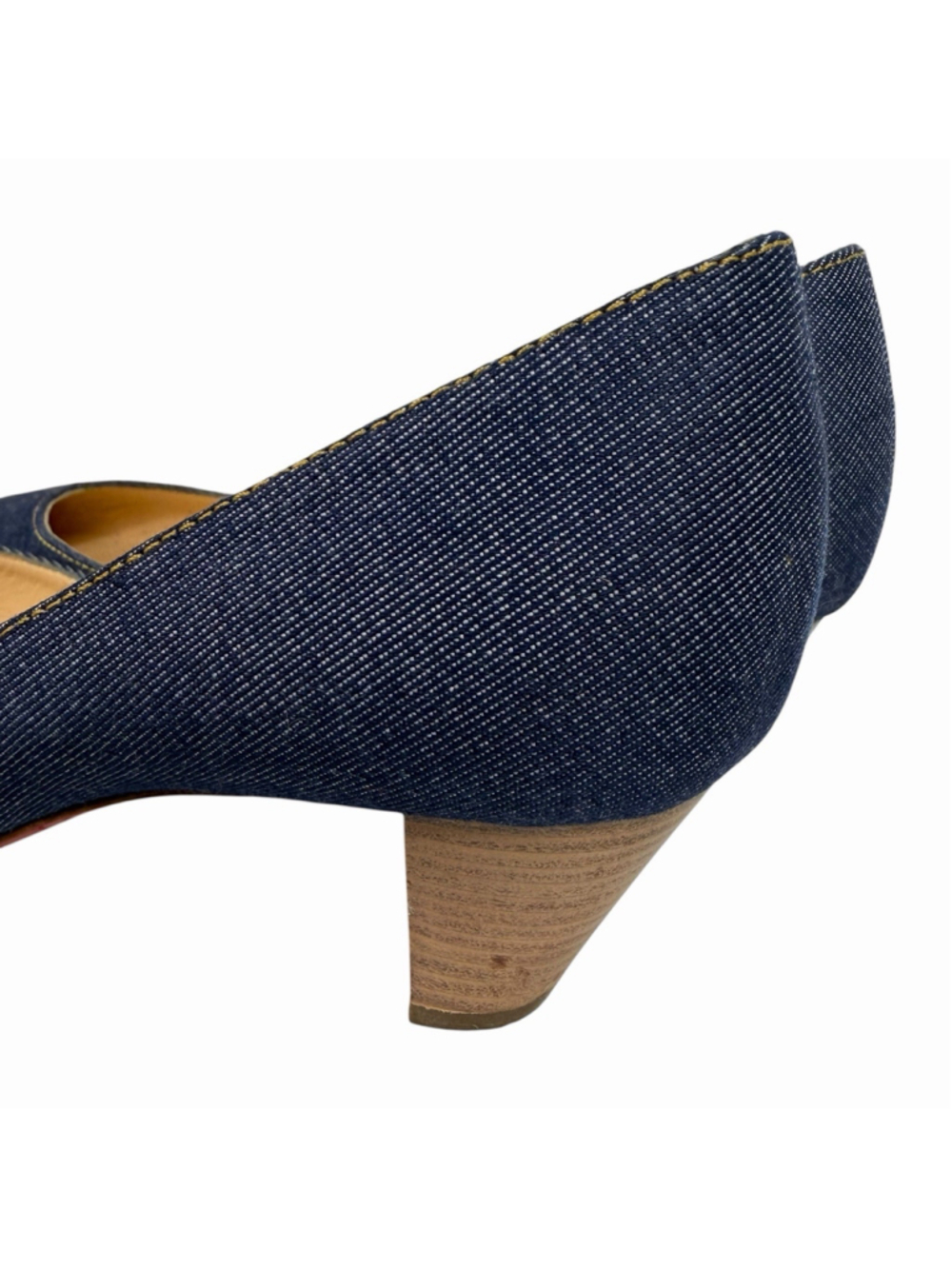 Christian Louboutin Karera 45 Denim Pointed Toe D’Orsay Pumps Wood Heel EU 39 - Picture 7 of 16